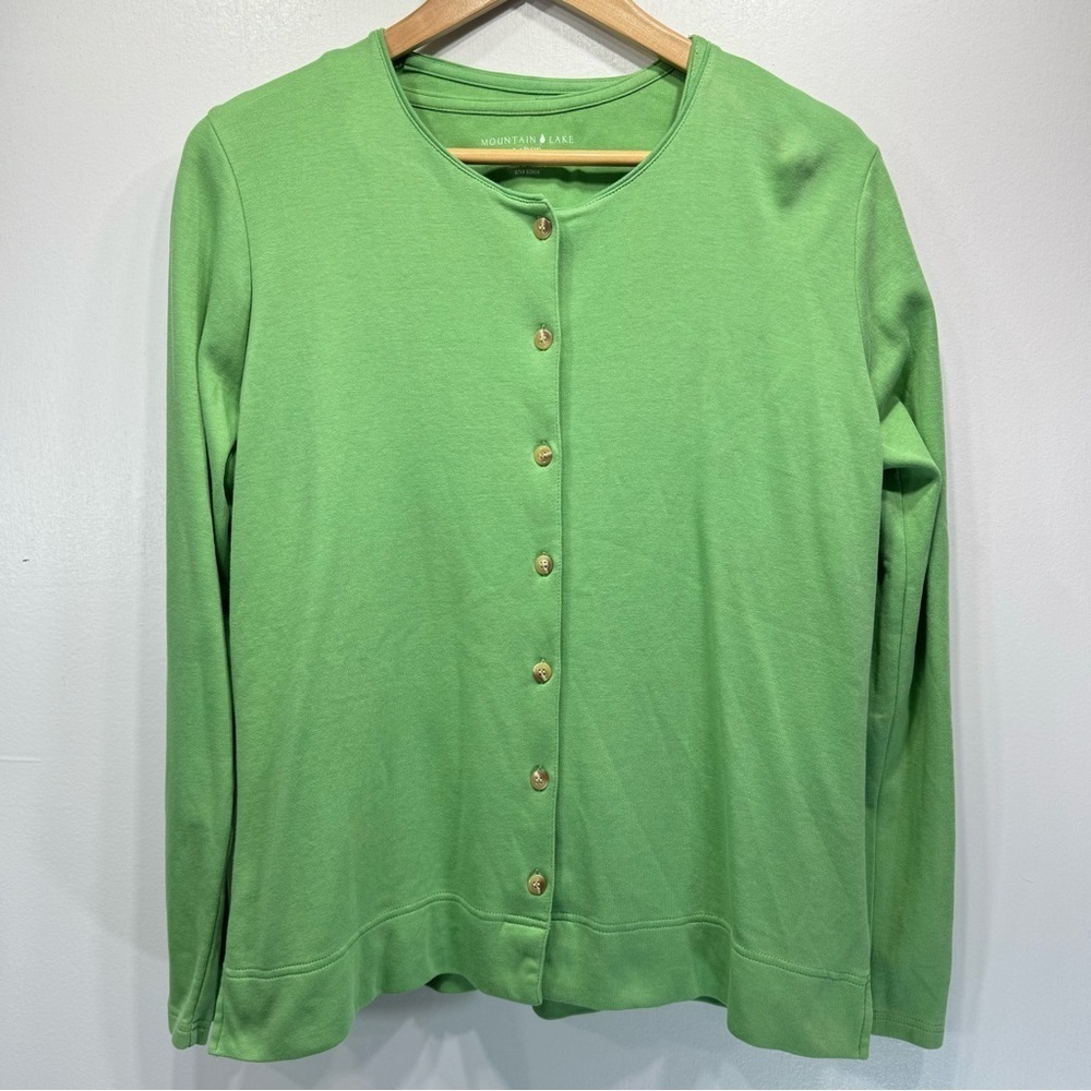 Mountain Lake 2 Piece Green 100% Cotton Knit Cardigan And Tank Set Size Large